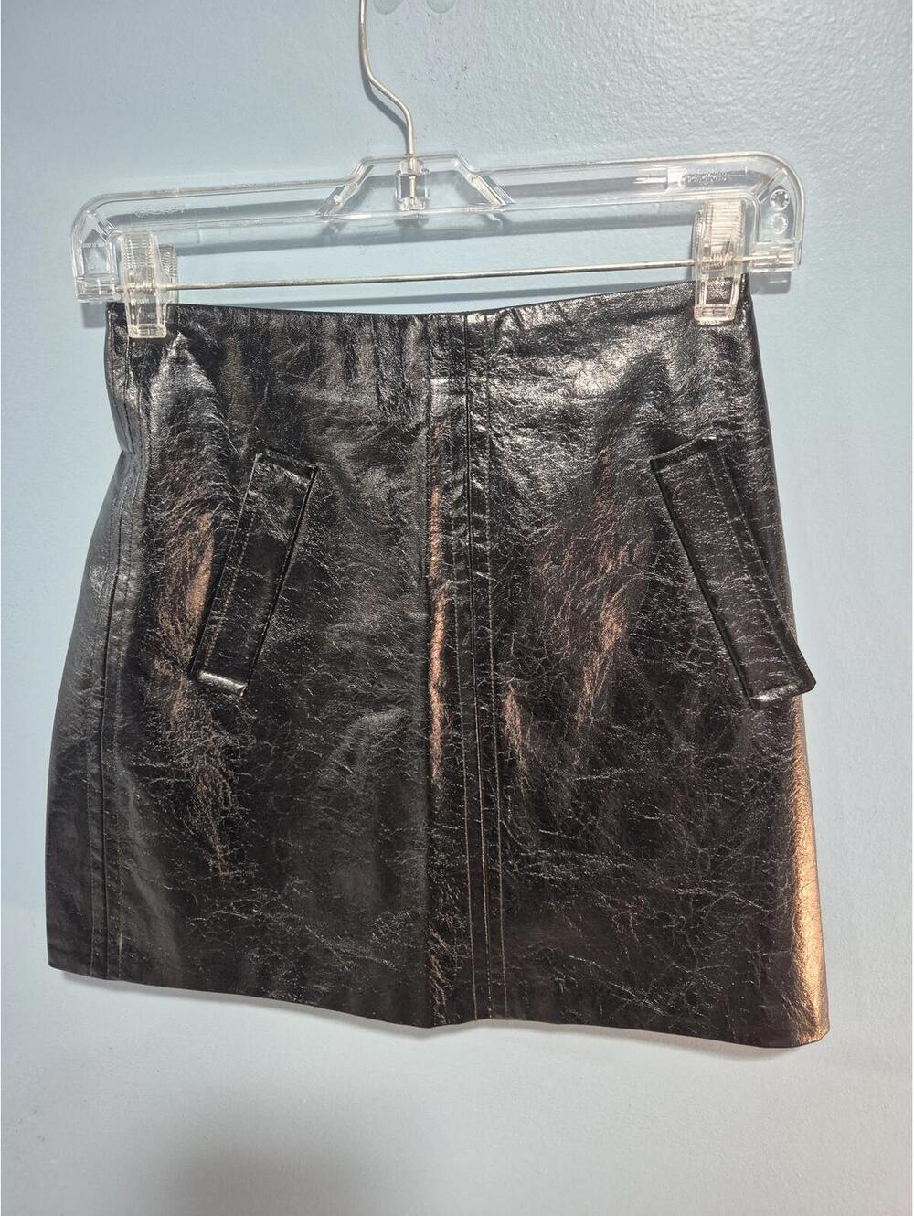Shinestar Black Faux Leather Mini Skirt Size Small